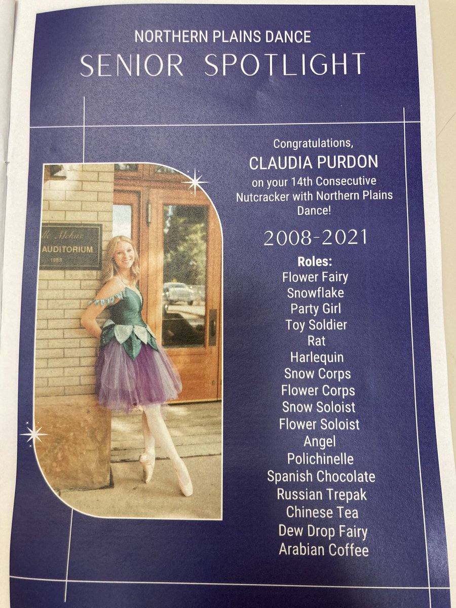 TQPurdon's tweet photo. Well, we knew this day would come #PurdonNation, and now here we find ourselves.
@NPDanceND #Nutcracker2021.
#TheFranchise #14Straight #SeniorYear 🩰🎄 https://t.co/pBiNMZAN2O