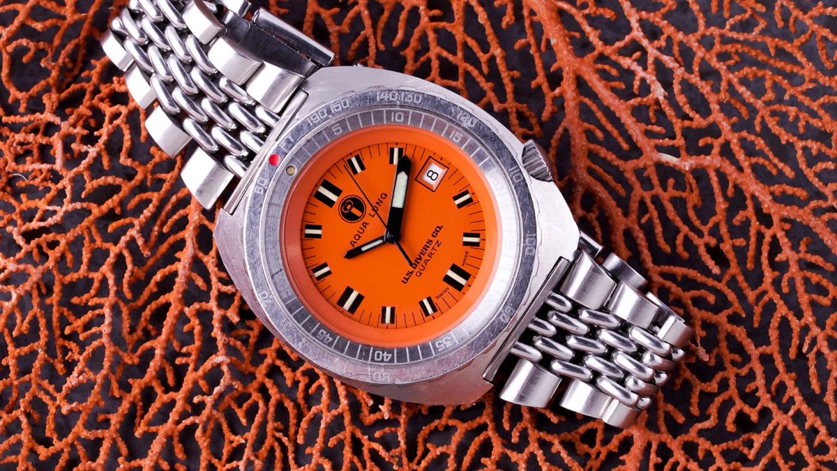 1970s Doxa Aqua Lung Quartz Diver Ref. 7336-000 "U.S Divers Co." youtu.be/ivLQmXS7AuM via <a href="/YouTube/">YouTube</a>