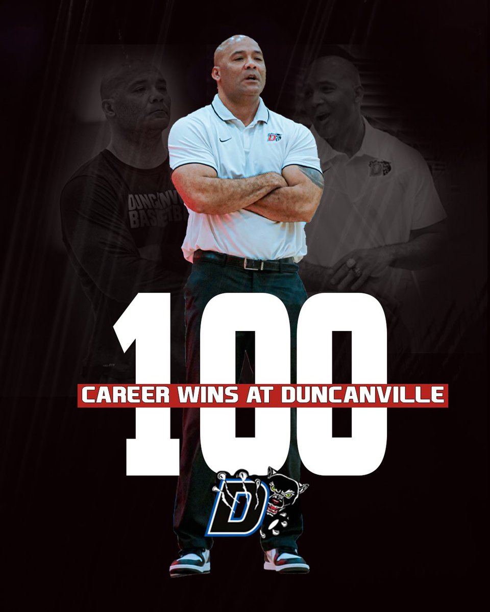 DuncanvilleBB's tweet photo. With last nights 67-66 victory over Montverde, our Head Coach and leader @DavidPeavy20 earned his 100th win at Duncanville. 

Bringing his overall record at Duncanville to 100-13. Congratulations Coach Peavy 🥳🥳🥳. 

#CU1TURE #D1FFERENT https://t.co/ioavW43jiU