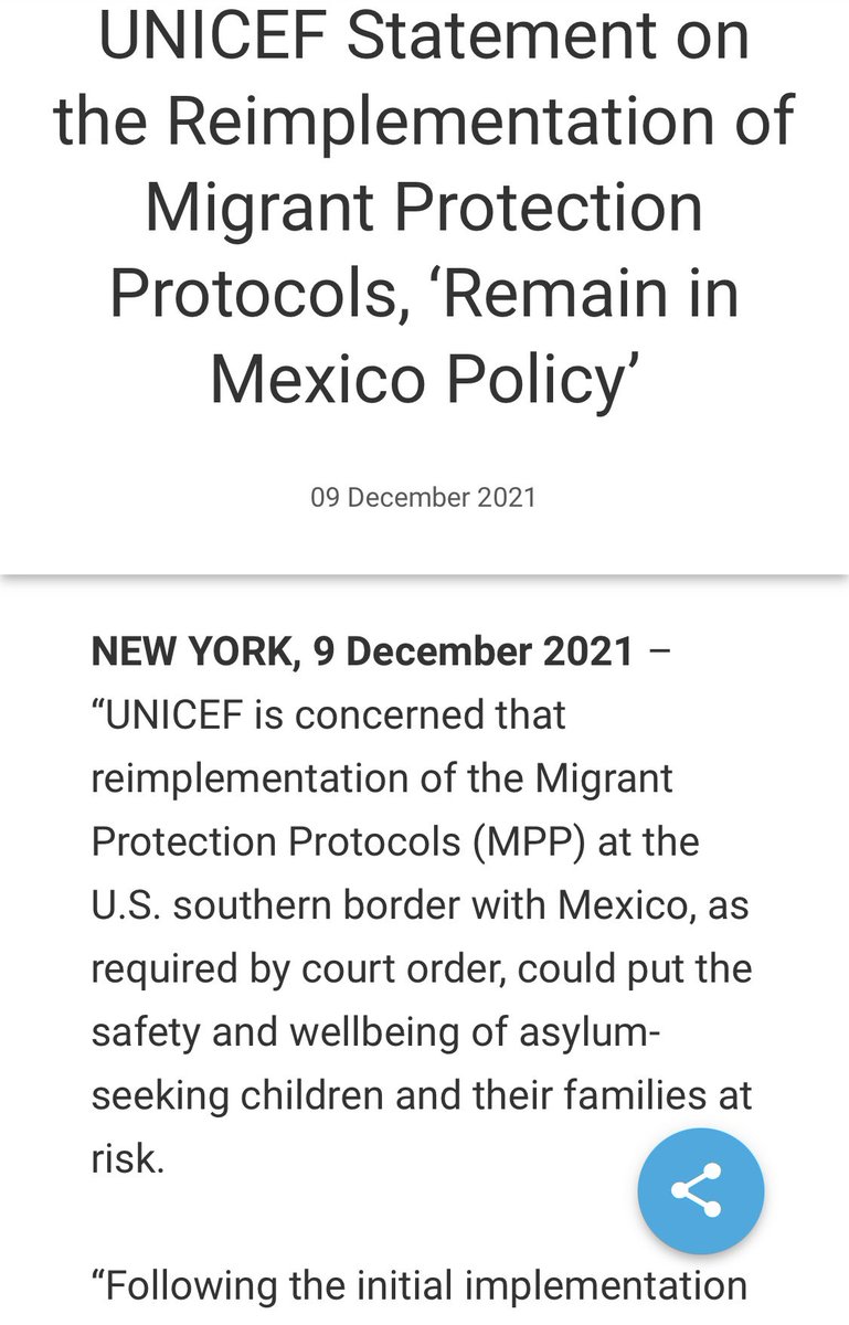 thcartwright's tweet photo. UNICEF on Remain in MX “MPP could once again have profound consequences for children, many of whom have been left with no safe options to escape dire conditions and threats in their home countries.” @WitnessBorder https://t.co/V6f5BQeScD