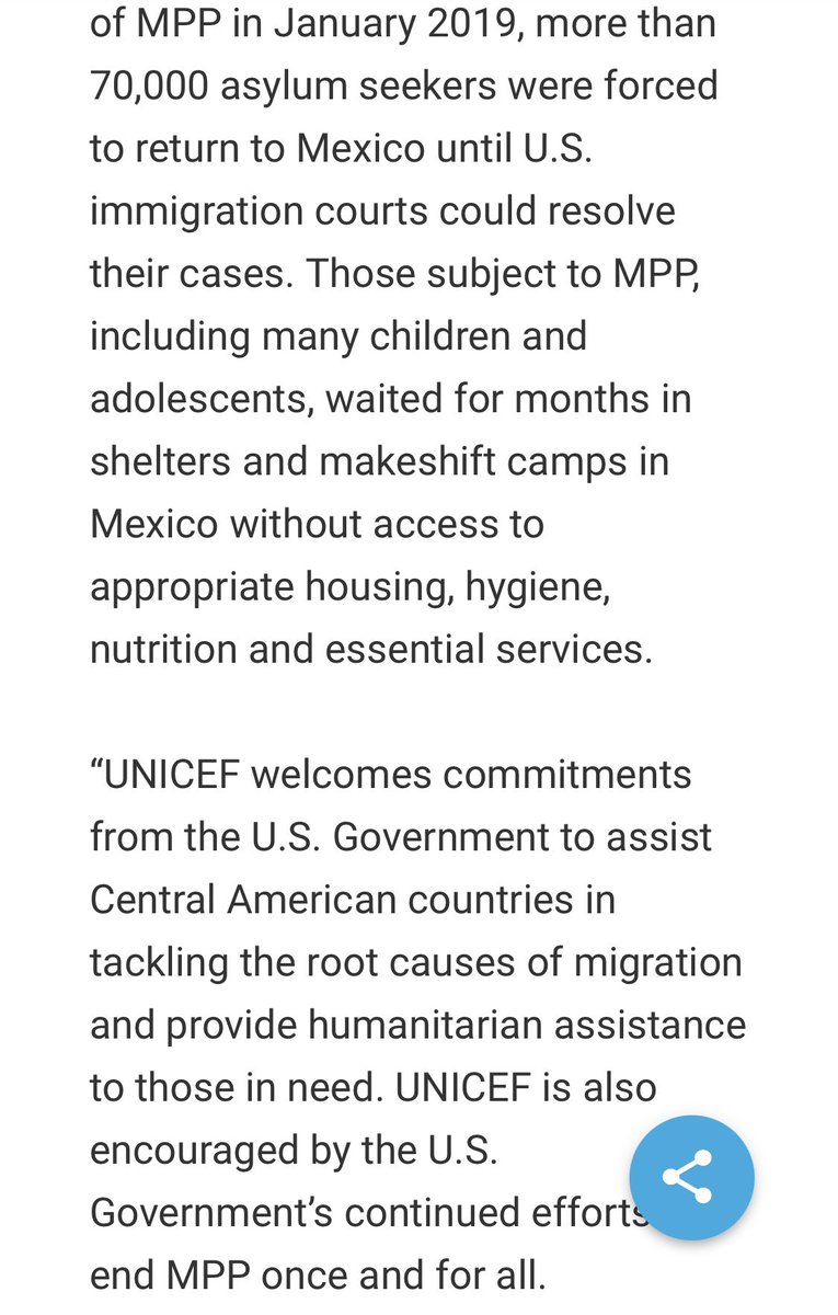 thcartwright's tweet photo. UNICEF on Remain in MX “MPP could once again have profound consequences for children, many of whom have been left with no safe options to escape dire conditions and threats in their home countries.” @WitnessBorder https://t.co/V6f5BQeScD