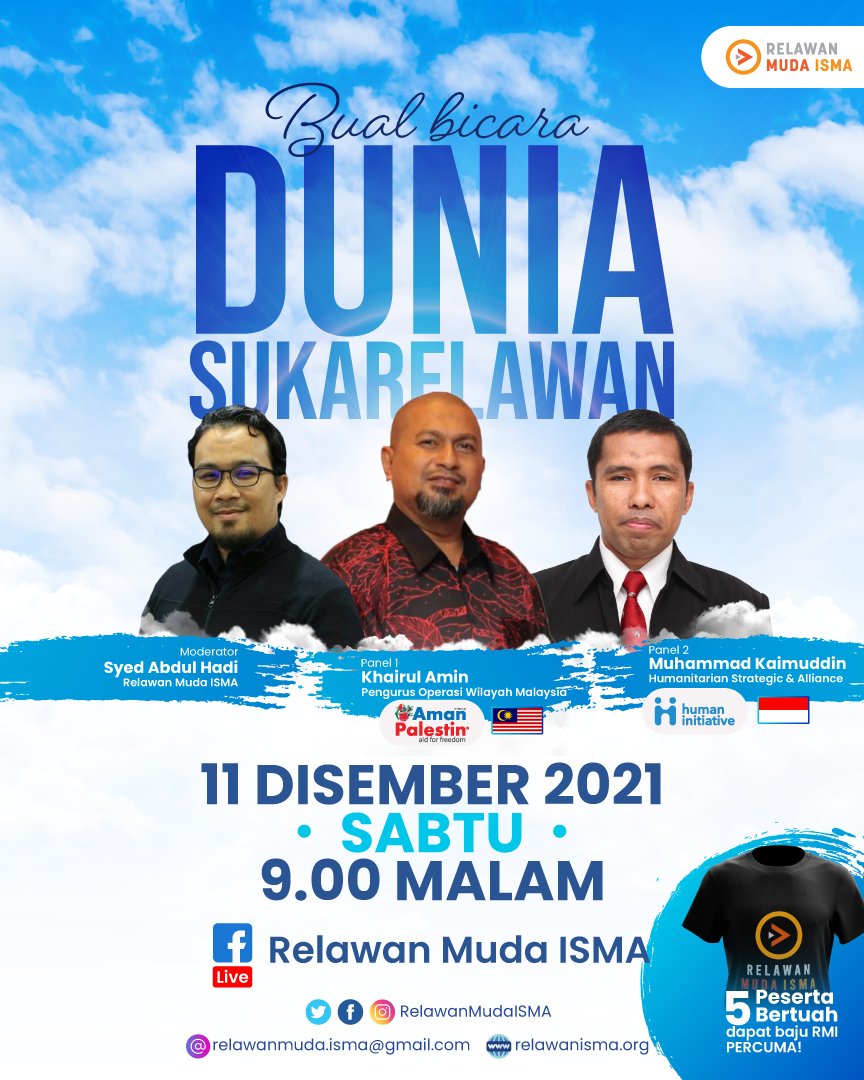 isma_pemuda's tweet photo. 𝗦𝗮𝗺𝗯𝘂𝘁𝗮𝗻 𝗛𝗮𝗿𝗶 𝗦𝘂𝗸𝗮𝗿𝗲𝗹𝗮𝘄𝗮𝗻 𝗦𝗲𝗱𝘂𝗻𝗶𝗮 𝟮𝟬𝟮𝟭 | 𝗕𝘂𝗮𝗹 𝗕𝗶𝗰𝗮𝗿𝗮 - 𝗗𝘂𝗻𝗶𝗮 𝗦𝘂𝗸𝗮𝗿𝗲𝗹𝗮𝘄𝗮𝗻 🇲🇾🇲🇨 
 
Relawan Muda ISMA membawakan Aman Palestin (Malaysia) &amp; Human Initiative (Indonesia) kepada anda. https://t.co/UtxArMXwAq
