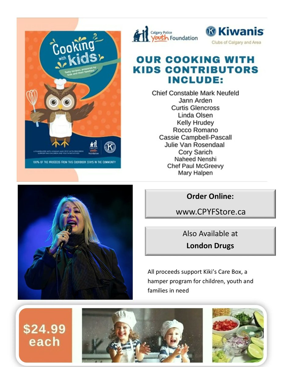 KiwanisYYCNorth's tweet photo. THANK YOU singer/songwriter @JannArden providing recipes in the #CookingWithKids cookbook
#CWK - joint fundraiser by Calgary Police Youth Foundation &amp; Kiwanis
#AvailableOnline  https://t.co/7xAhrveERf
#MakesADifference
#Kiwanis #CPYF #Partnership
#KiwanisCares
#AllAboutKids
#YYC https://t.co/JOy8SXUXjw
