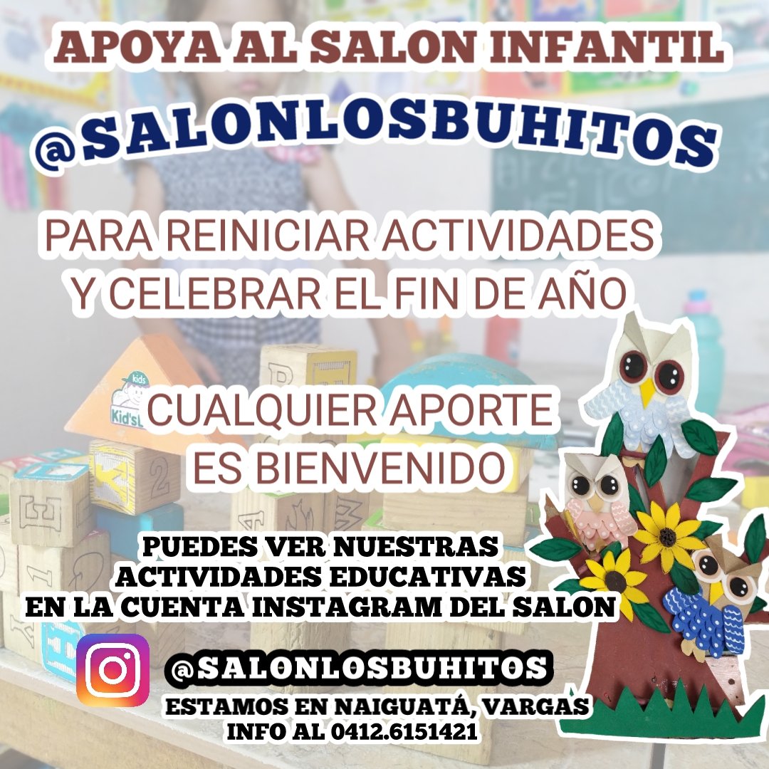 zonaconecta's tweet photo. 🛑🚥🚦AYUDA en esta obra social-educativa? 🚦🚥🛑

AYUDA PARA REALIZAR DESPEDIDA DE AÑO DE NIÑOS DEL SALÓN INFANTIL LOS BUHITOS (NAIGUATÀ)

 https://t.co/NE7v7hdbIT )
Celebrar el día del espíritu de la navidad y regalitos que podamos darles.
¡APORTA! https://t.co/SXnGrYZIAK