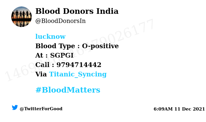 BloodDonorsIn's tweet photo. #Lucknow
Need #Blood Type :  O-positive
Blood Component : blood
Number of Units : 2
Primary Number : 9794714442
Patient : Santosh kumar
Via: @Titanic_Syncing
#BloodMatters
Powered by Twitter https://t.co/I42gRNez1C