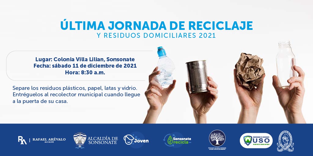 AlcaldiaSN_'s tweet photo. #MedioAmbiente Recuerda que mañana sábado se realizará la última Jornada de Reciclaje y Residuos Domiciliaries en la colonia Villa Lilian. #AquiSomosLimpios #ProgramaJoven https://t.co/snXDQZNOYC