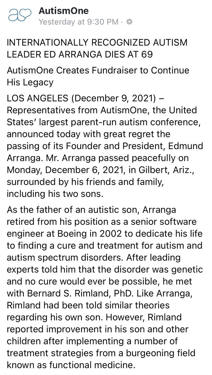 JeffereyJaxen's tweet photo. #AutismOne creates fundraiser to continue legacy of Edmund Arranga @AutismOne https://t.co/KNnA9LPKDw https://t.co/k94ASSPQRJ