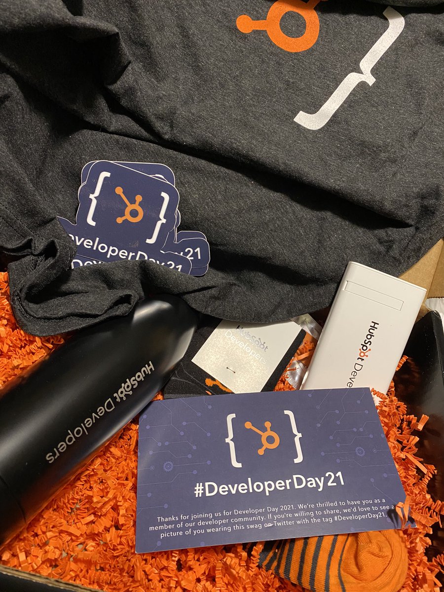 DavidDennison's tweet photo. Shoutout to @HubSpotDev for the awesome swag box for #DeveloperDay21 🙌🙌🙌 https://t.co/hcn9iLnkrX
