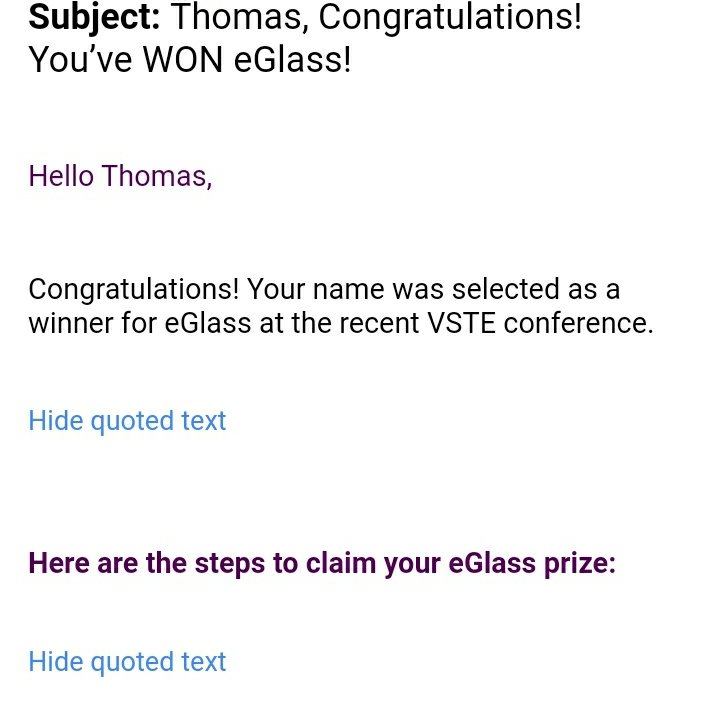 bmtedder1's tweet photo. I am so incredibly excited to find out that I won my own #eGlass from the @vste conference!!! Stay tuned for more exciting things once I receive it!!!! 😍😍 @AmeliaITRT @AmeliaElem @AmeliaSchools #GeteGlass https://t.co/2VHHL8Z6jK