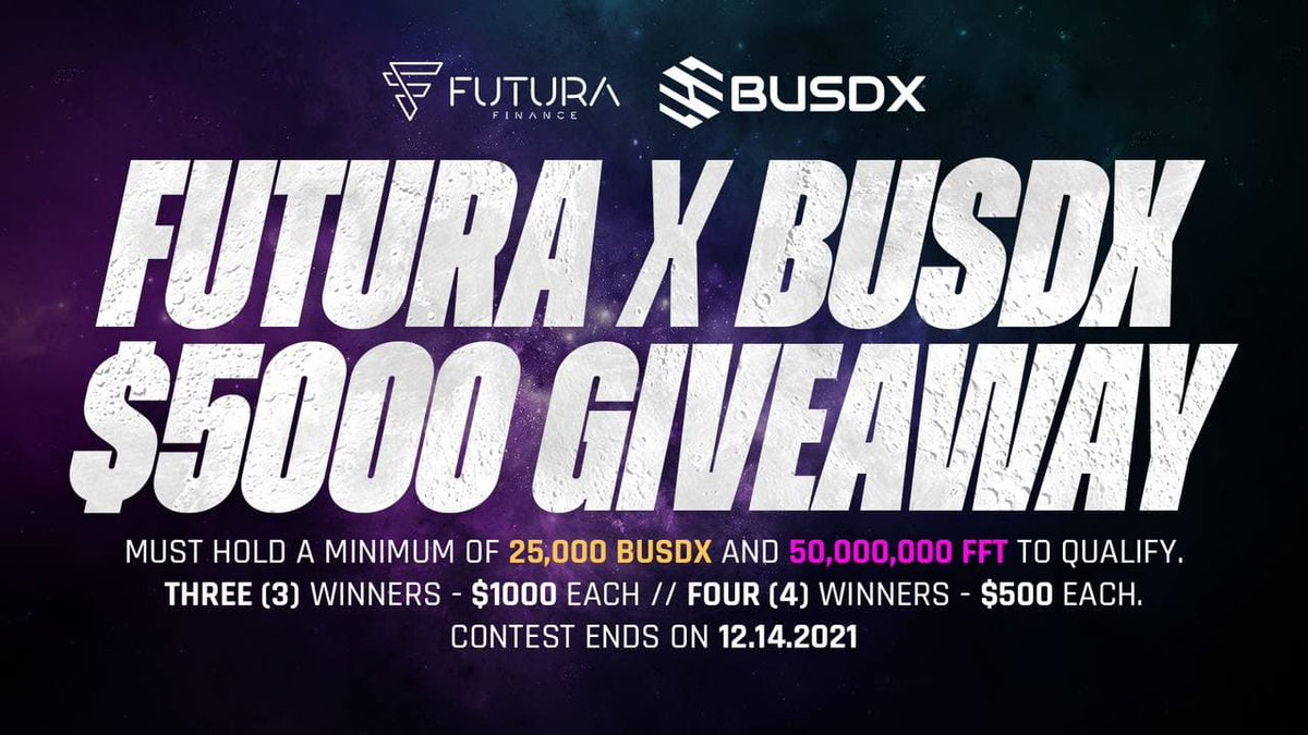 🎊 GIVEAWAY ALERT 🎊

We're teaming up with our partners at @BUSD_X to give away $5000 in a special DUAL HOLDER contest! You MUST hold 25,000 $BUSDX tokens AND 50,000,000 $FFT tokens (about $100 of each currently) to be eligible.

Don't miss your chance to win some serious cash!