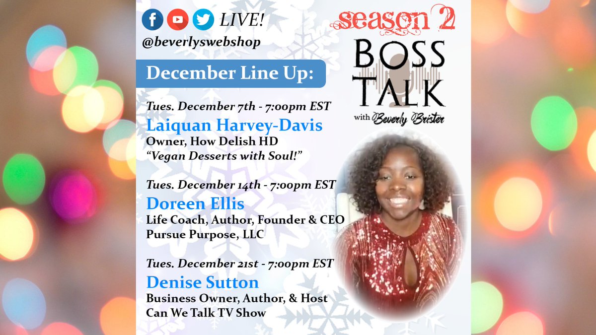 DeniseSuttonCo1's tweet photo. Please watch all the Entrepreneurs and Small Business Owners who are offering services to help you.  I hope to see YOU on Dec. 21st. https://t.co/Fp2aQRmAIY