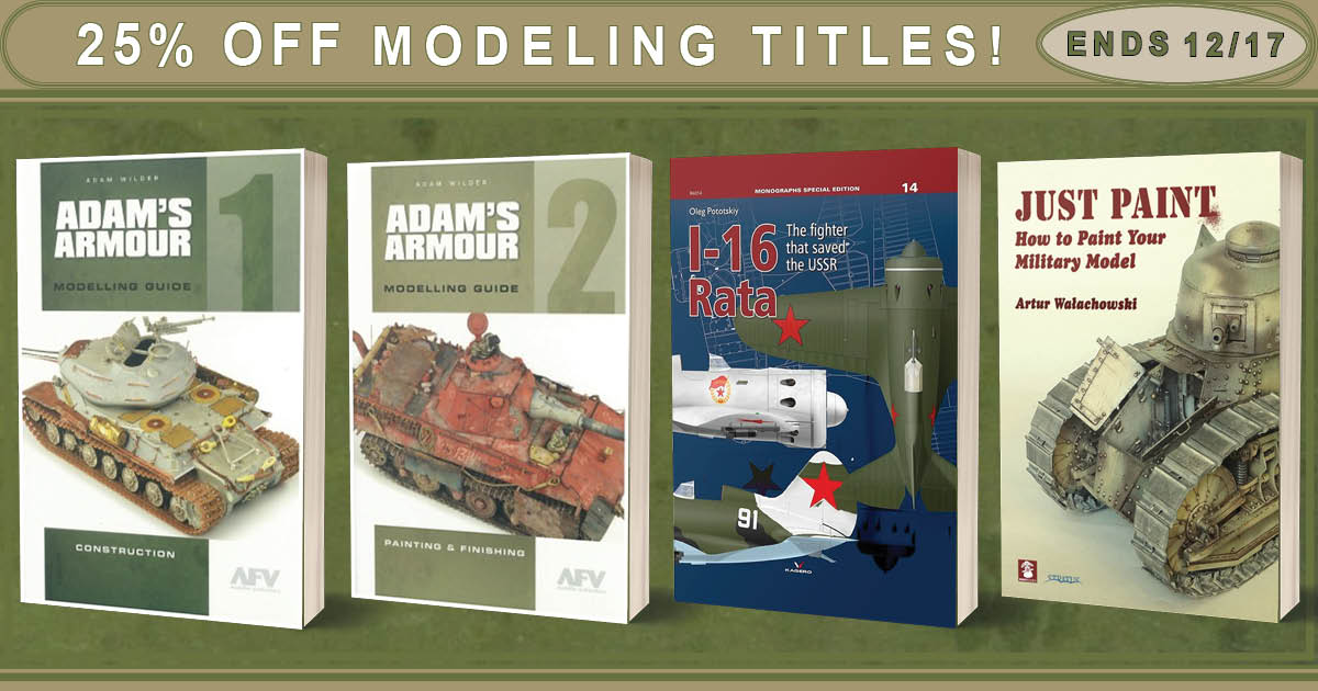 casematepub's tweet photo. Our modeling book sale is now live! Take 25% OFF select titles until December 17th. 

👉https://t.co/gn2XcVJe07
#ScaleModeling #ArmorModel https://t.co/7qkdpTo1vE