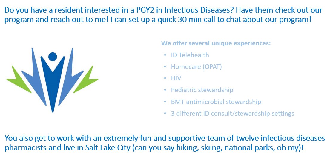 It’s residency application time! Would love to chat with any resident with questions about our program! We have an extremely supportive team of both pharmacists and physicians! <a href="/tinymuscles/">Whitney Buckel</a> <a href="/RachelFoster86/">Rachel Foster</a> <a href="/De_escalator/">DEBASHISH JHA</a> <a href="/cdustinwaters/">Dustin Waters, PharmD, BCIDP</a> <a href="/jena_with_one_n/">Jena Stallsmith</a> <a href="/stephanieshealy/">Stephanie Shealy</a> <a href="/jvilletti/">John Veillette</a>