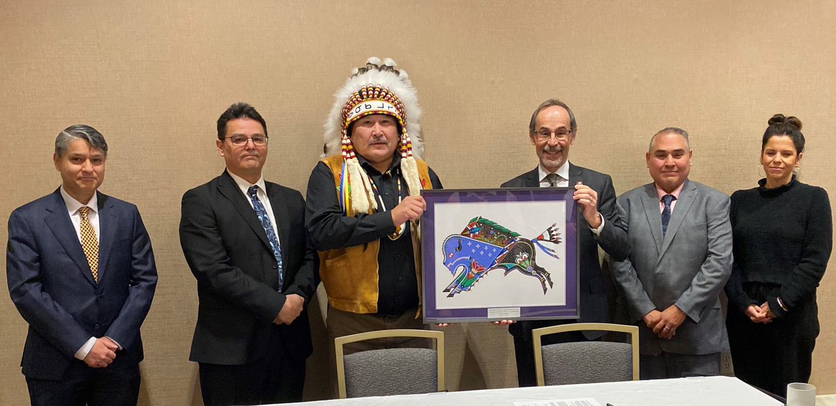 larryrosia's tweet photo. Honoured to join Grand Chief Brian Hardlotte of Prince Albert Grand Council today to sign an MOU of alliance in education, ensuring inclusion of Indigenous voices in program planning discussions, creating new growth opportunities in forestry, mining &amp; land stewardship. https://t.co/2AYWB27ceH