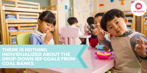 leeannjung's tweet photo. ❎There is nothing individualized about the drop-down #IEP goals from goal banks. They are only are a shortcut to poor IEPs. Our students deserve better. #LeadInclusion #kidsdeserveit #spedchat #edchat #udl #udlchat #globalsped #globaled https://t.co/ke5NRcNh3m