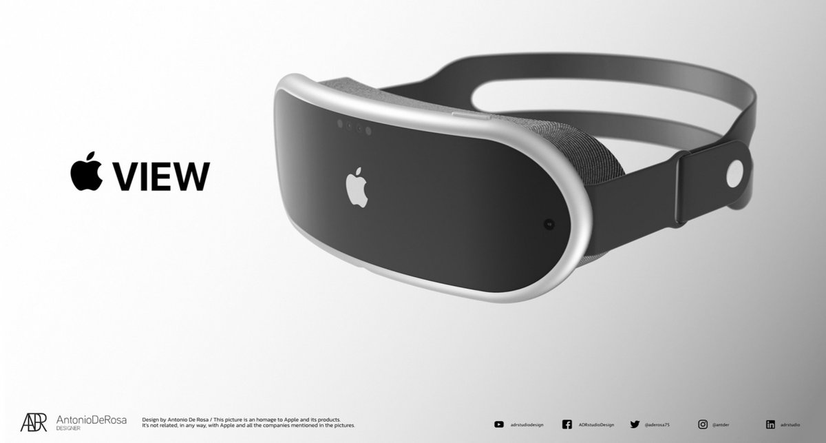 cocoastudios's tweet photo. New renderings released of potential Apple Mixed Reality headset called the Apple "View". Thoughts on this device? PC: @aderosa75 🧐 👀 🤔 https://t.co/Y8mBTteiG3