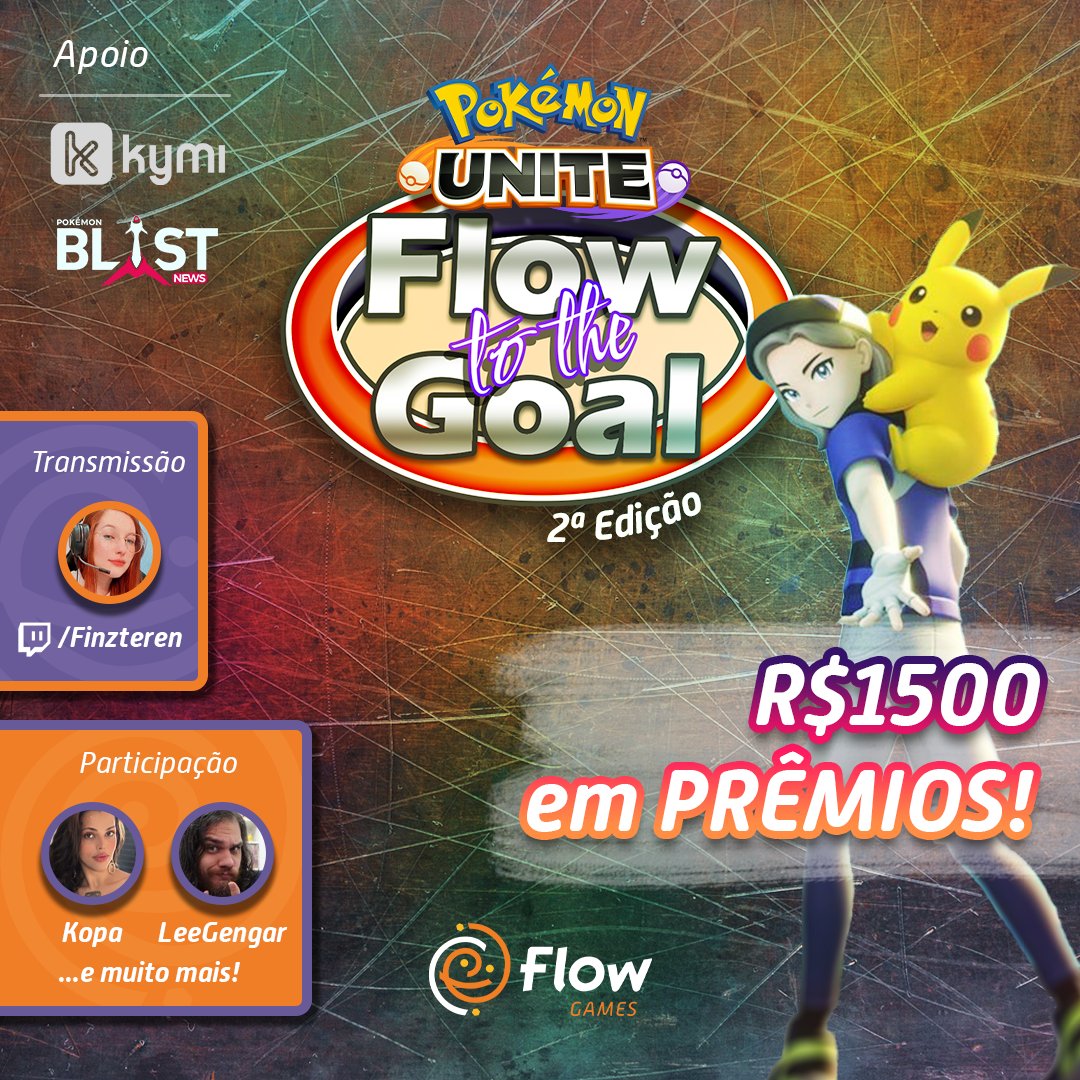 Flow to the Goal #2 !! 
🎮#PokémonUNITE
👥 32 equipes
📅 14, 16 e 17/dez
⏰ 19h30
🏆 R$1.500,00 + em prêmios
🏷️R$15,00 (1o lote) // R$25,00 (2o lote)

<a href="/Finzteren/">Finz</a> <a href="/LeeGengar/">lee 👻</a> <a href="/PubaSHOW/">Puba</a> @proyoficial @KopaComK <a href="/Rodrigo_guiN/">Rodrigo ''Guin'' Mantovani 🤓🌟</a> <a href="/Wsneto/">Walter Neto 🎀</a>  e mais!

Detalhes:
battlefy.com/kymi/flow-to-t…