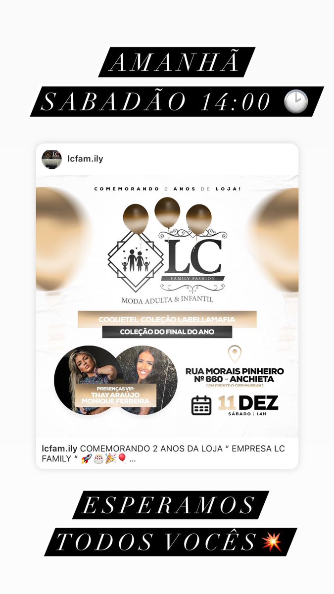 lcfamily8's tweet image. VENHA COMEMORAR CONOSCO 💥🎉
.
#modaadulto #modakids 
Horário : 14:00 🧡