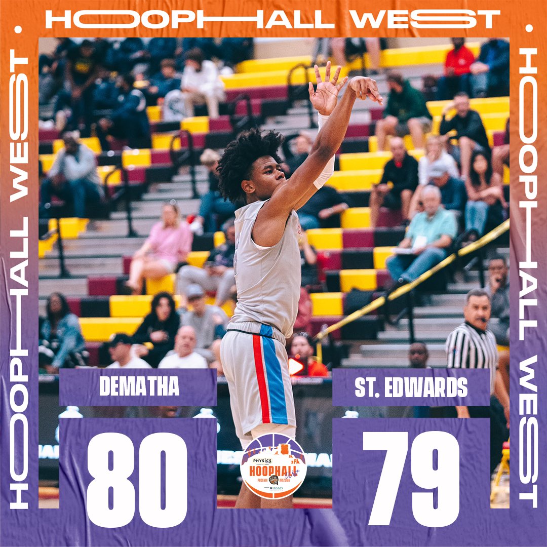 HoophallClassic's tweet photo. Final score: DeMatha Catholic @DeMathaHoops defeats St. Edwards in Hoophall West’s first ever 4OT game, 80-79 🔥

#HoopHallWest https://t.co/oMJZQixKdY