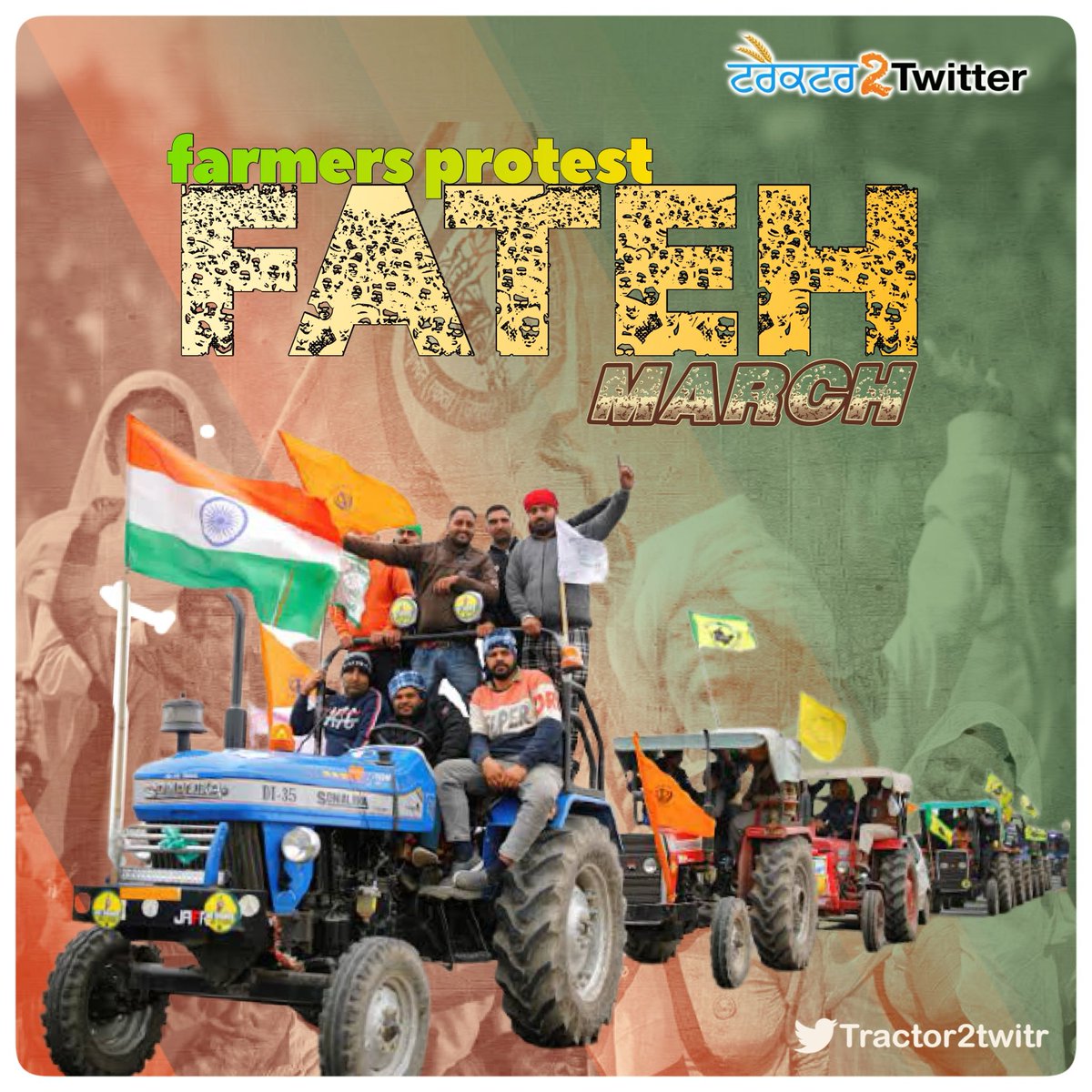 vishvbuttar's tweet photo. 🚨 🚨FATEH MARCH🚨🚨
378 days of struggle by farmers to save their land,culture and livelihood &amp; caused martyr of 700+ farmers.
It was fight against Corporate houses and elected autocrat government.

#FarmersProtest_FatehMarch https://t.co/UwkwvOgcYl