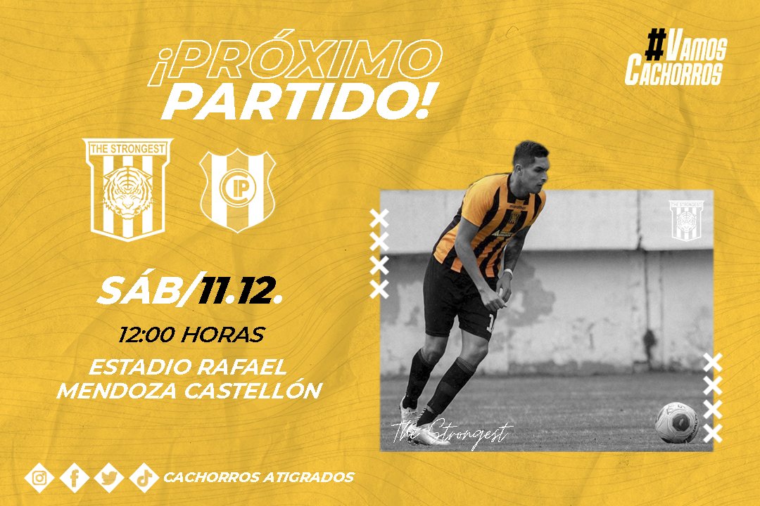 CAtigrados's tweet photo. ¡JUEGA EL TIGRE!
Este sábado, nuestros #CachorrosAtigrados se enfrentan a Independiente Petrolero por el torneo de Reservas organizado por la FBF.
📅: Sábado 11/12/21
🏟️: Rafael Mendoza Castellón
🕐: 12:00
🆚: Independiente Petrolero

#CachorrosAtigrados
#VamosCachorros
⚽🇧🇴🐅⚽ https://t.co/7twTmFS3Nn