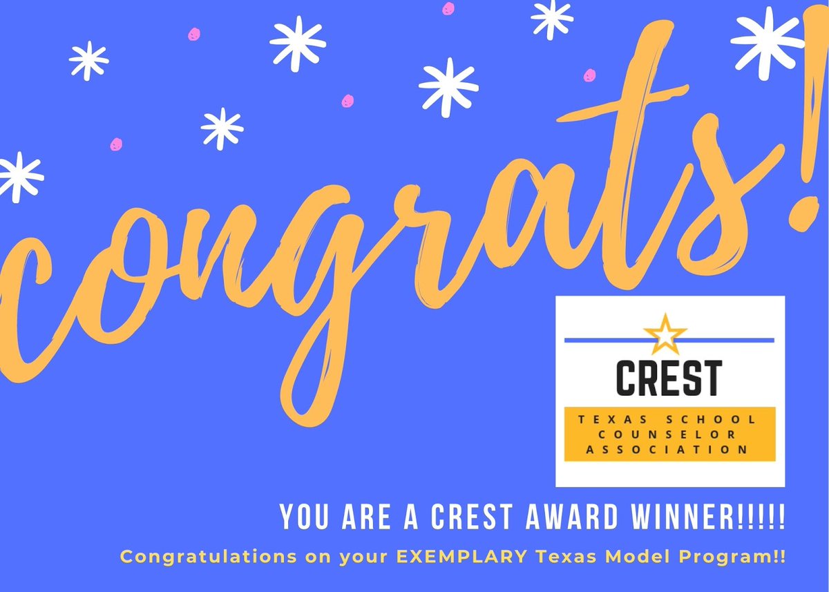 So honored to have received the CREST Award for Counseling Excellence by The Texas School Counseling Association for <a href="/ArborCreekMS/">Arbor Creek MS</a>! <a href="/TxSCATweets/">Texas School Counselor Association</a>