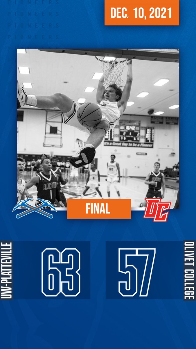 uwp_pioneers's tweet photo. Blake McCann's career-high 22 pts. leads No. 4 @UWPlattMBB past Olivet! #SwingTheAxe 
The #Pioneers' 63-57 win moves them to 10-0 on the season! 
#uwp #uwplatteville #platteville #wiac #d3hoops https://t.co/OP4Omn9OJT