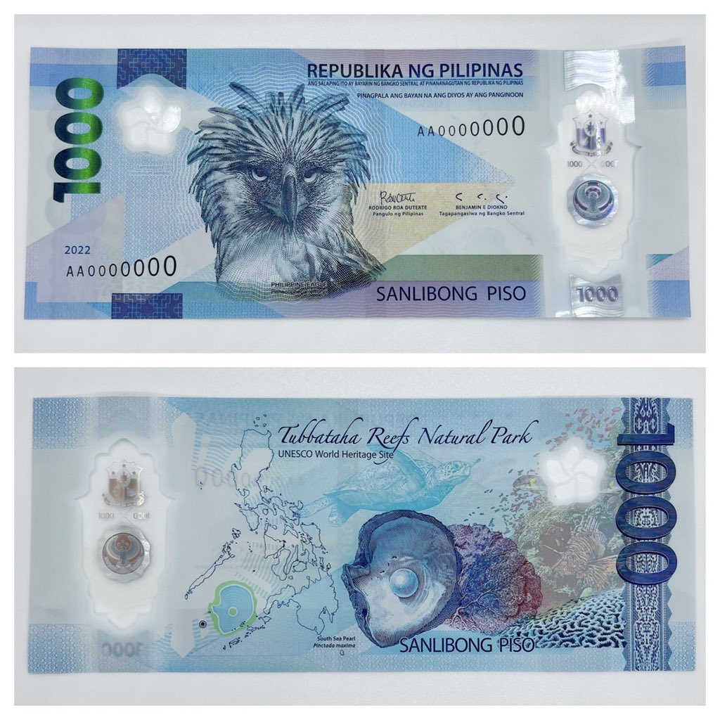 wddeguzman's tweet photo. Diokno: Here’s how the new P1,000-piso would look like. It was designed by BSP and approved by NHI. Its issuance has been approved by the Monetary Board and the  Office of the President. The new series will focus on fauna and flora in the Philippines https://t.co/4fwXy9Psb2