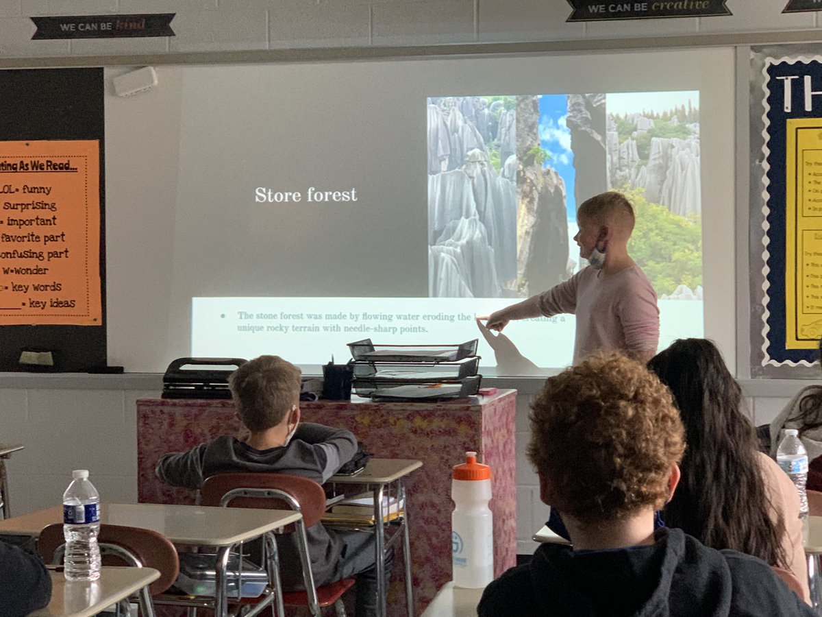 6thGradeMrsPaul's tweet photo. Students choose a landform to research. They then presented how weathering, erosion, and deposition shaped the different landforms. https://t.co/dkiCGftWjM