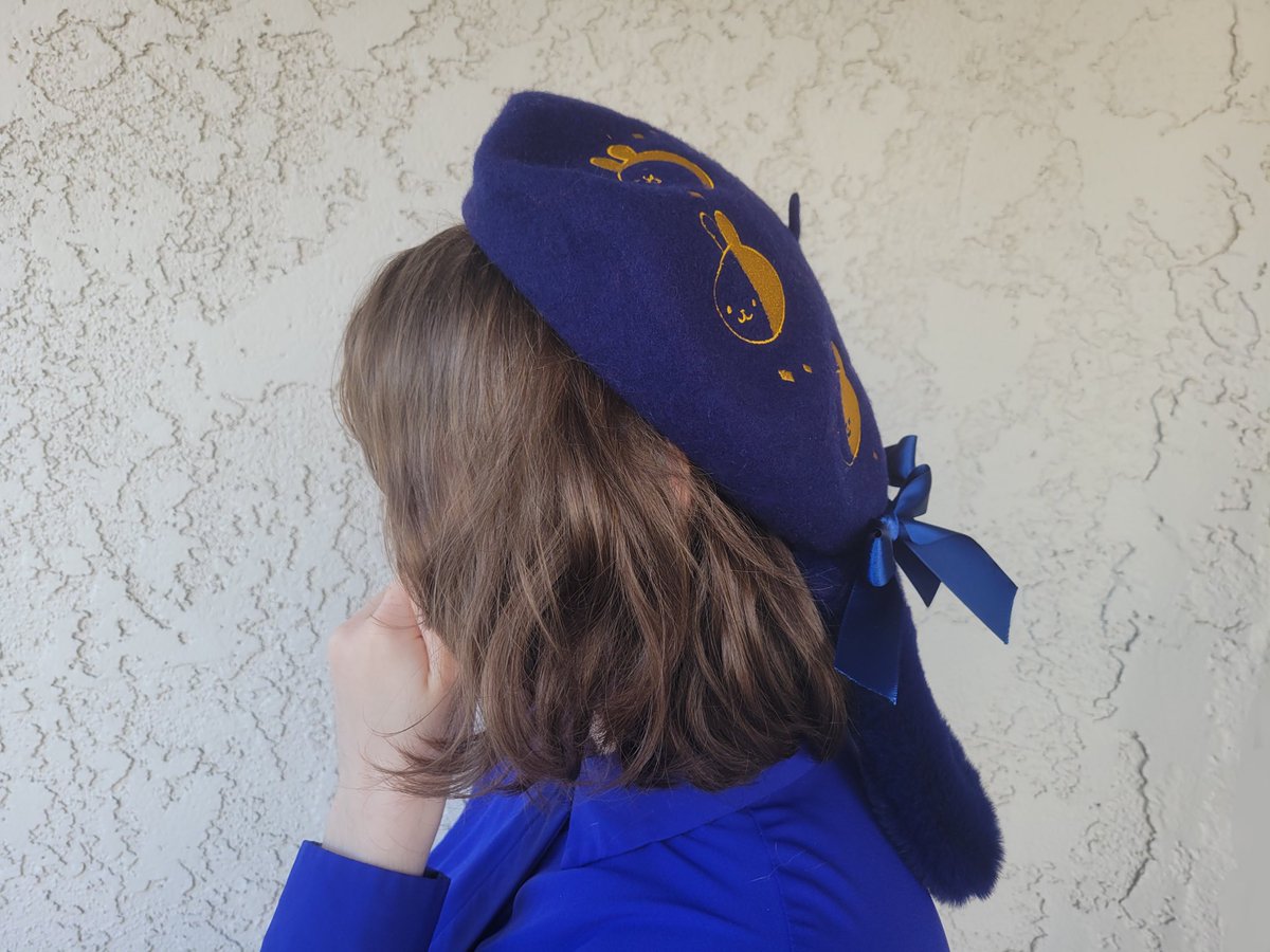 Moon bunny berets are up for preorder until the 16th! Shop link below ✨