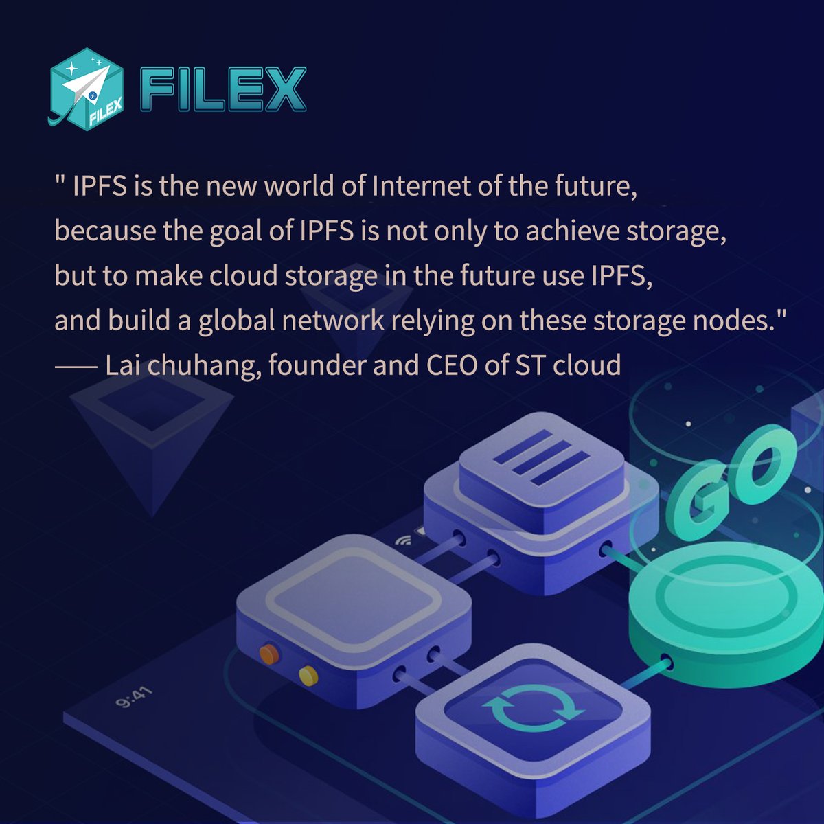 FILEX_01's tweet photo. " IPFS is the new world of Internet of the future, because the goal of IPFS is not only to achieve storage, but to make cloud storage in the future use IPFS, and build a global network relying on these storage nodes." 
#filexcloud #crypto #ipfs #blockchain #filecoin https://t.co/7zW2VJlm0P