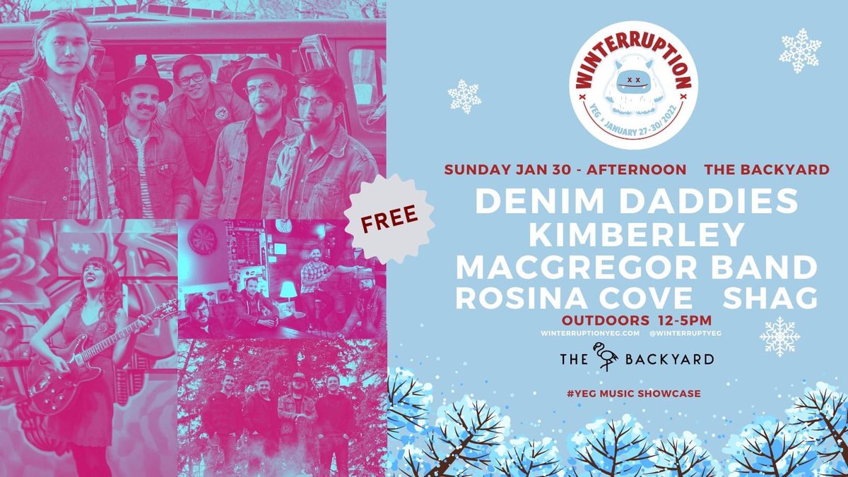 SHAG (@shagedmonton) on Twitter photo See ya at @WinterruptYEG 2022! We’re hitting the outdoor stage with a lineup that’s sure to keep ya warm! <a href="/TheDenimDaddies/">The Denim Daddies</a> <a href="/KimberleyMacGre/">Kimberley MacGregor</a> and Rosina Cove! See ya at @WinterruptYEG 2022! We’re hitting the outdoor stage with a lineup that’s sure to keep ya warm! <a href="/TheDenimDaddies/">The Denim Daddies</a> <a href="/KimberleyMacGre/">Kimberley MacGregor</a> and Rosina Cove!