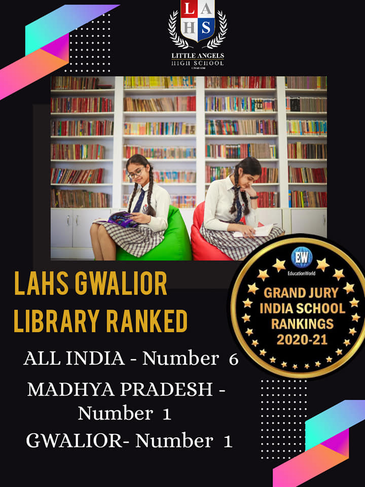 LAHSGwalior's tweet photo. Congratulations to our Staff , Students &amp; Parents  - LAHS Gwalior LIBRARY has been  Ranked India's #6  - Madhya Pradesh #1 &amp; Gwalior's #1 Library &amp; Reading Culture in Schools Pan India at the Education World Grand Jury India School Rankings 2021-22. 
#lahsgwalior https://t.co/UDIlygL0eh