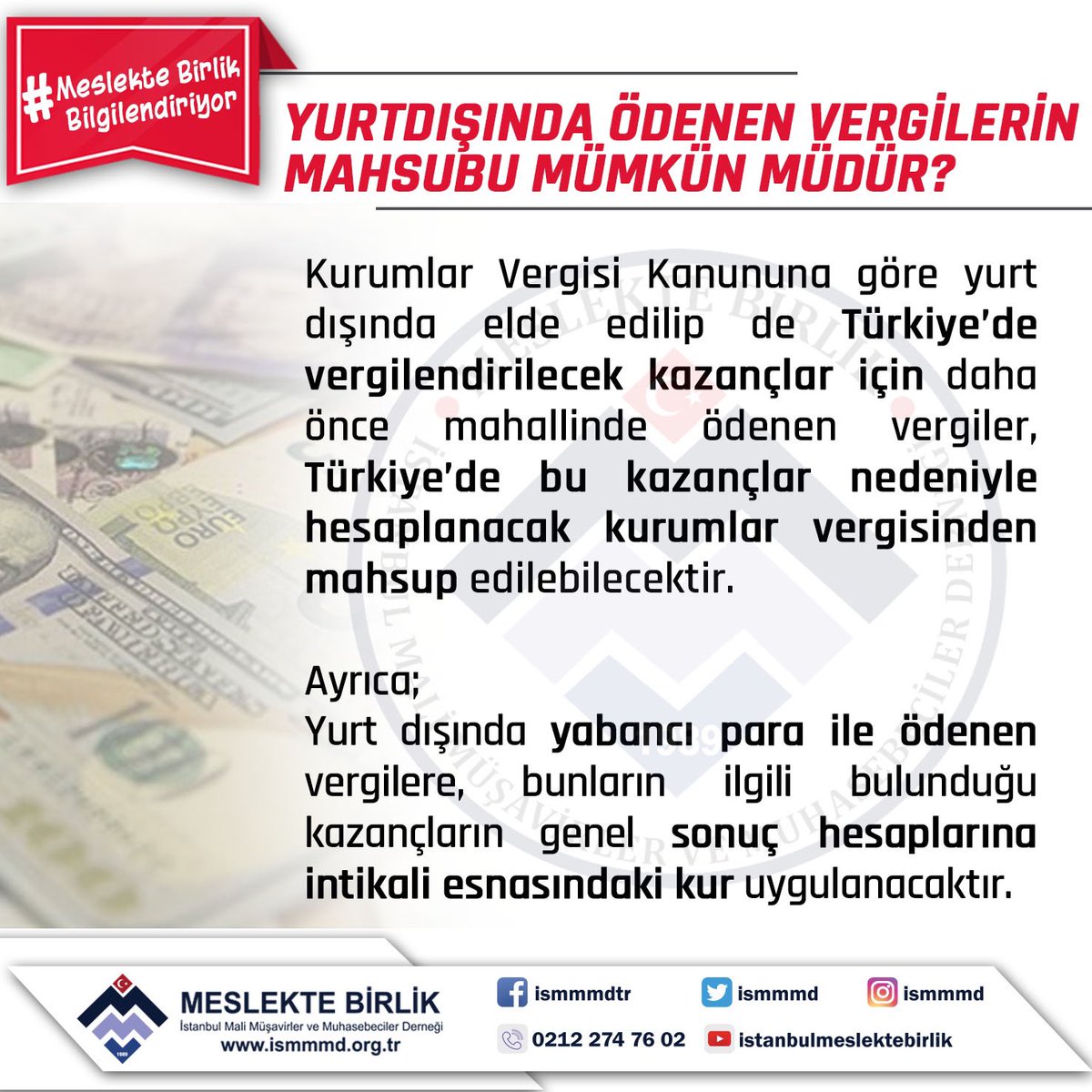 ismmmd's tweet photo. #MeslekteBirlik #ismmmd #KurumlarVergisiKanunu #Vergi #Mahsup #MeslekteBirlikteyiz #MeslekteBirlikBilgilendiriyor https://t.co/KRHZ9i203x