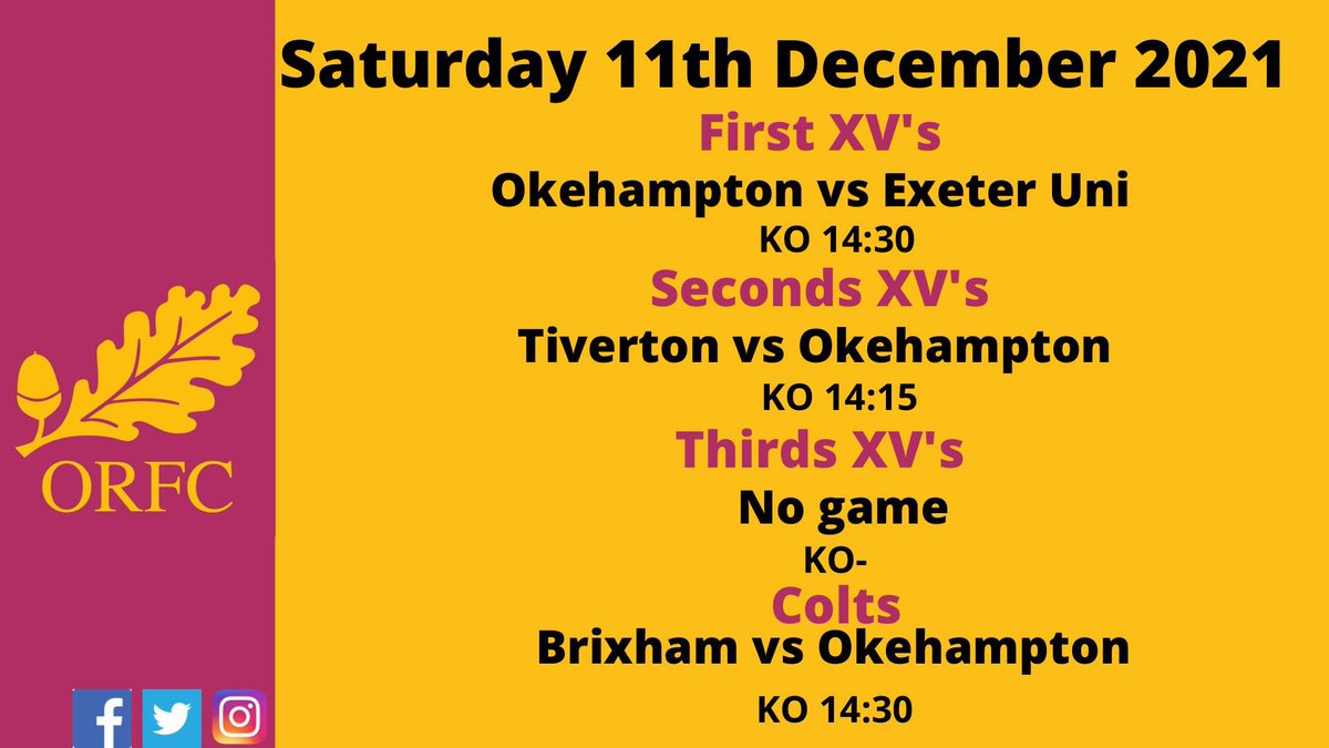 OkehamptonRFC's tweet photo. Our Future Mighty Okes are also on the road this afternoon, travelling south to Astley Park where they’re hosted by the fishermen of @BRFCofficial and that’s a 1430 kick off.
@swsportsnews
#orfc #okehamptonrfc #Okehampton #okehamptonrugbyclub #maroonandamber #devoncolts #coyo https://t.co/pWjxgEFrsQ
