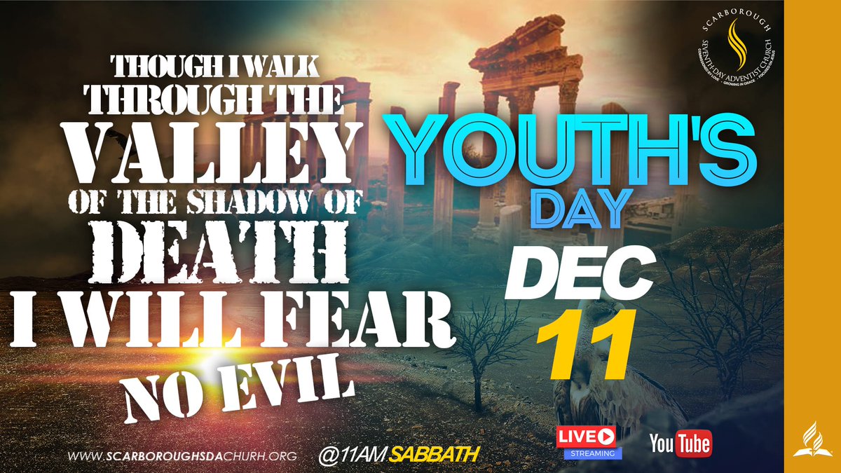 Happy Sabbath Family! 
You really don't wan't to miss our Youth's Day program! 
It promises to be a tremendous blessing, so, tell a friend and tell that friend to tell a friend too
Live in YouTube!
#Scarboroughsdachurch  #adventistontario  #Scarboroughsda #happySabbath #Worship