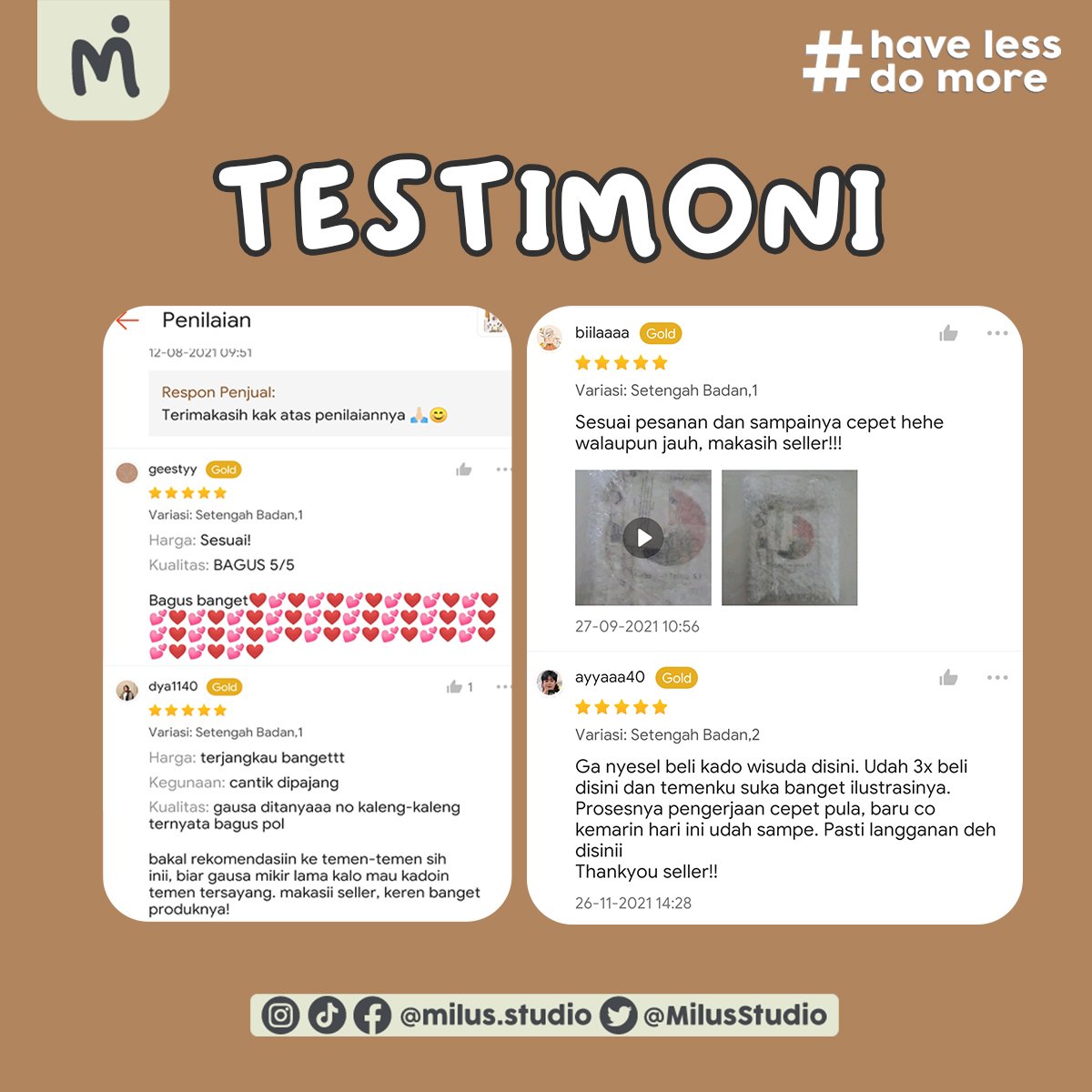 MilusStudio's tweet photo. Beberapa testimoni yang sudah membuat #Milus https://t.co/01ytIcJa7o