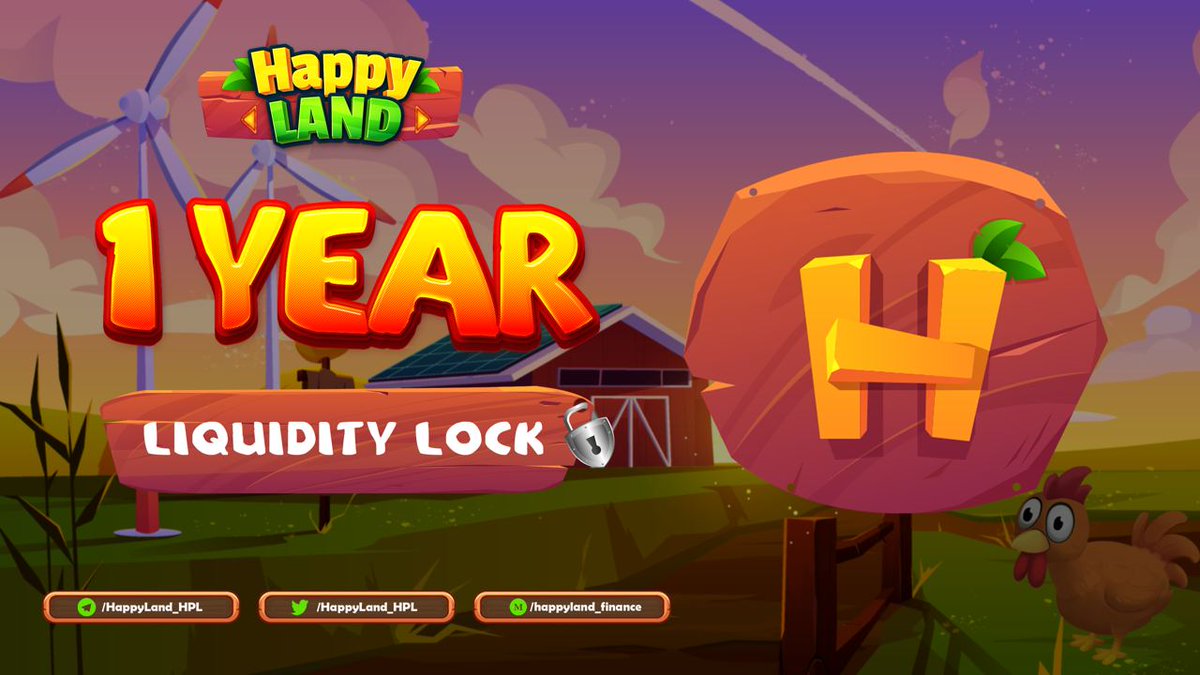 📣 HappyLand Initial Liquidity has been locked for 1 year 📣

👉Check it out here: app.unicrypt.network/amm/pancake-v2… 

⏳Stay tuned for more farmers' news and Happy farming

#Happyland #Metaverse #NFT #liquiditylocked