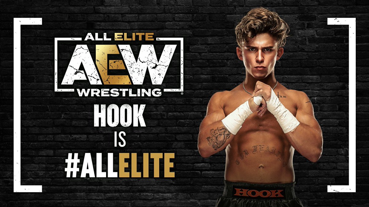 TonyKhan's tweet photo. It’s official! Welcome to the team, @730hook and congratulations on your tremendous debut win tonight on #AEWRampage! https://t.co/63iQo2JSRK