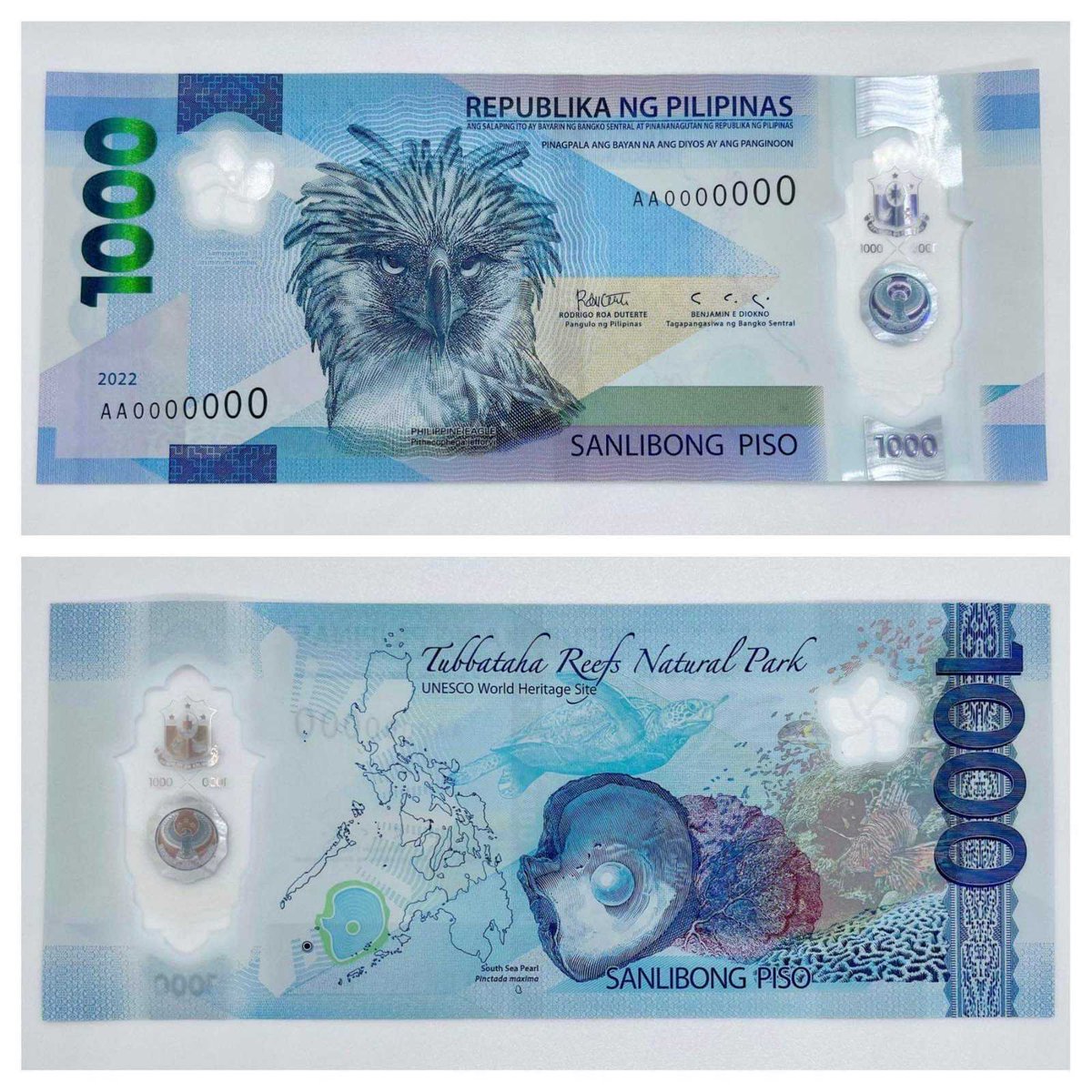 TINGNAN: Bagong disenyo ng P1,000-denominated banknote, inilabas na ng Bangko Sentral ng Pilipinas (BSP). | via Ryan Lesigues

(1/2)