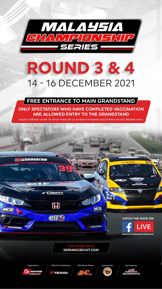 sepangcircuit's tweet photo. 4 days till the last battle 🔥 #MCS2021
Are you ready for the final round of Malaysia Championship Series 2021 this 14-16 December? 😎
#SepangCircuit #SIC #NationalRace https://t.co/2j4RMjiVzE