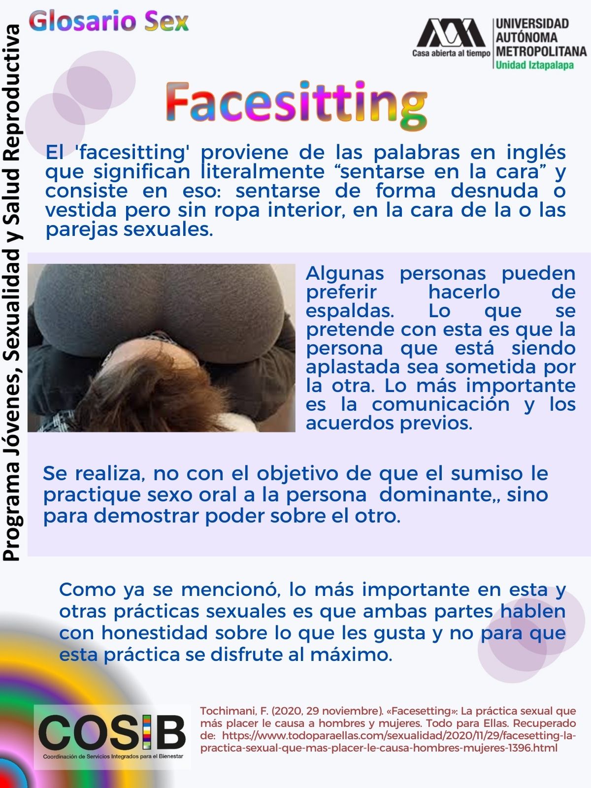 COSIB on X: Martes de Glosario Sex te presenta el término Facesitting, es  un práctica sexual en que consiste en sentarse sobre la cara de la pareja  sexual, esta posición forma parte