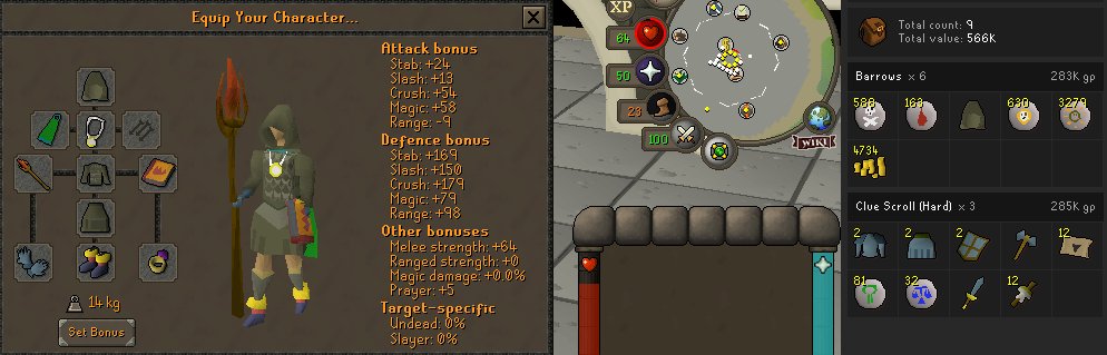 BooTeeTitz's tweet image. So did a few trips at barrows @kimmynator, ended up getting a Ahrim&apos;s hood while she got a Dharok&apos;s platebody tonight lucky duck. #osrs #rs #runescape #osrsgim #osrshcim