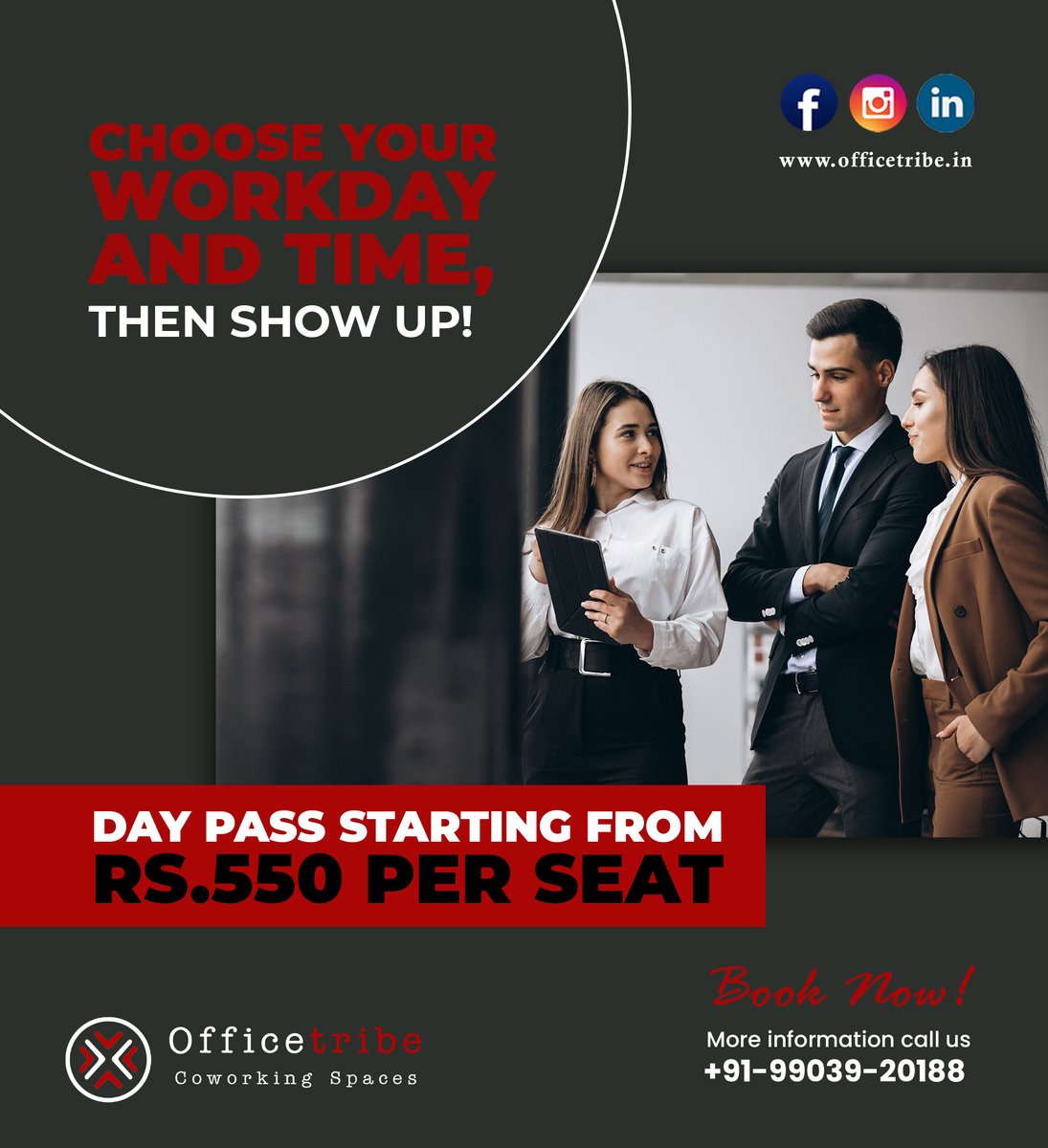 Officetribe_Co's tweet photo. Have to take an urgent conference call or work on some urgent project? Our flexible work space is waiting for you! Simply, tell us your requirements and grab your Day Pass at just Rs.550! To know more, call us at +91-9903920188. #coworking #cowork #coworkingspace #officespace https://t.co/amIIT780YB