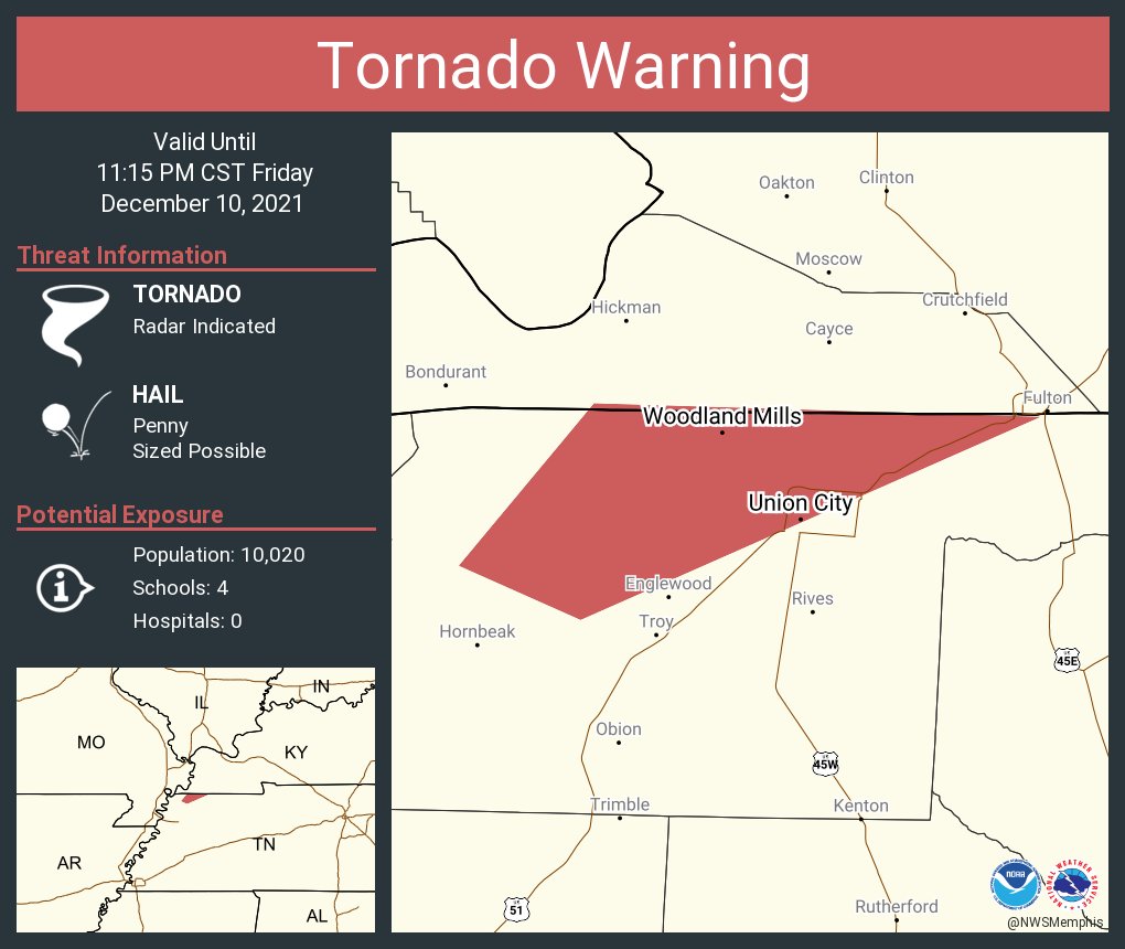 NWS Memphis on Twitter "Tornado Warning including Union City TN