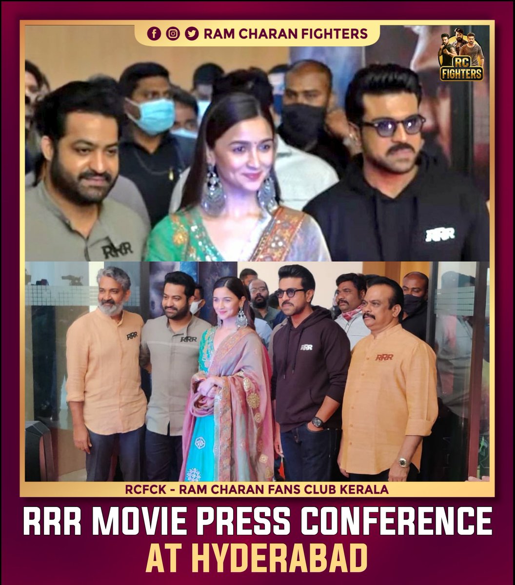 #RRR Press Conference at Hyderabad #SeethaRAMaRajuCHARAN #KomaramBheemNTR #RamCharan #Ntr #AliaBhatt #megapowerstar #megastarchiranjeevi #rrrmovie #ramcharanfans #RCFCK #rcfck_official #cboe_official #rc16 #RamCharanFansKerala #KeralaRamCharanFans #Acharya #SiddhasSaga