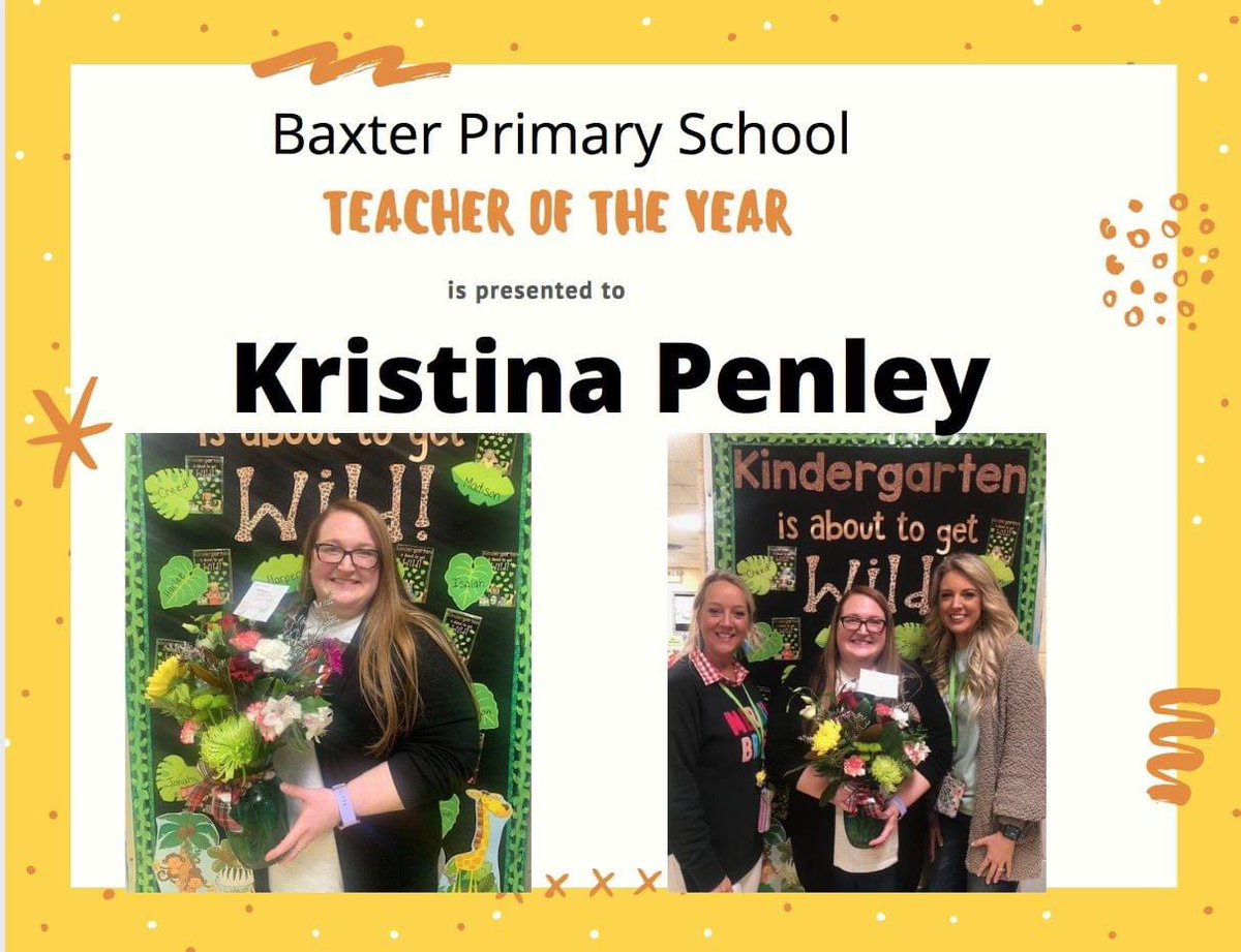 Congratualtions to Kristina Penley for being chosen as Baxter Primary Teacher of the Year!  Well deserved!@LiveLoveLearnMK <a href="/LacyLoggins/">Lacy Loggins</a> <a href="/BaxterPrimary/">Baxter Primary School</a> <a href="/PCSSTN/">Putnam County School System</a> <a href="/wyattmarsha1/">Marsha Wyatt</a>