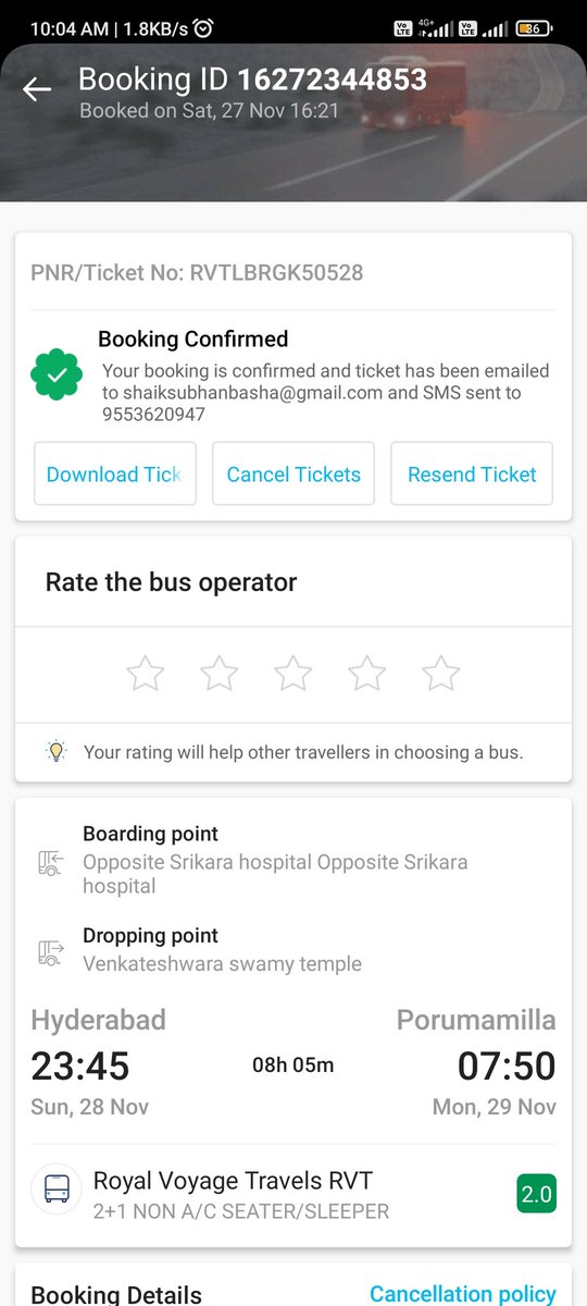 SherHan0231's tweet photo. Booked bus tickets on @PaytmTravel but there was a change in the plan so decided to cancel the tickets from @paytm app due to technical glitch, I was unable to cancel the tickets. So, I requested @PaytmTravelCare to cancel my tickets. They also agreed that it's a technical glitch https://t.co/5PGBBZijYr