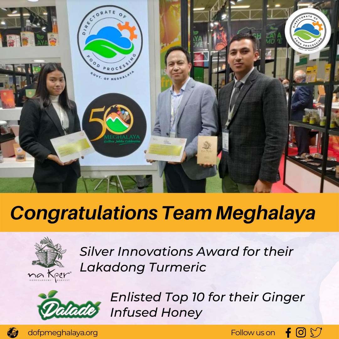 The Directorate of Food Processing, Meghalaya congratulates @na_kper and @daladefoods of Team Meghalaya for their outstanding product exhibition @sialindia. The exhibition will be going on till the 11th of December, check out the products of Team Meghalaya at the pavilion.