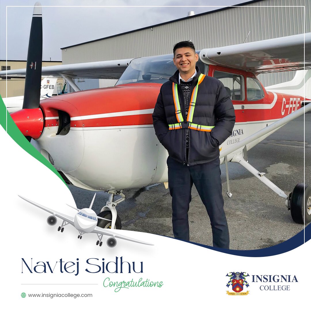 InsigniaCollege's tweet photo. Congratulations 🎉 Navtej Sidhu for completing First solo flight ✈️ 

Insignia college commend you on your accomplishment 😇

#Insigniacollege   #insigniacollege #congratulations #soloflight https://t.co/s6MrzL2GTm